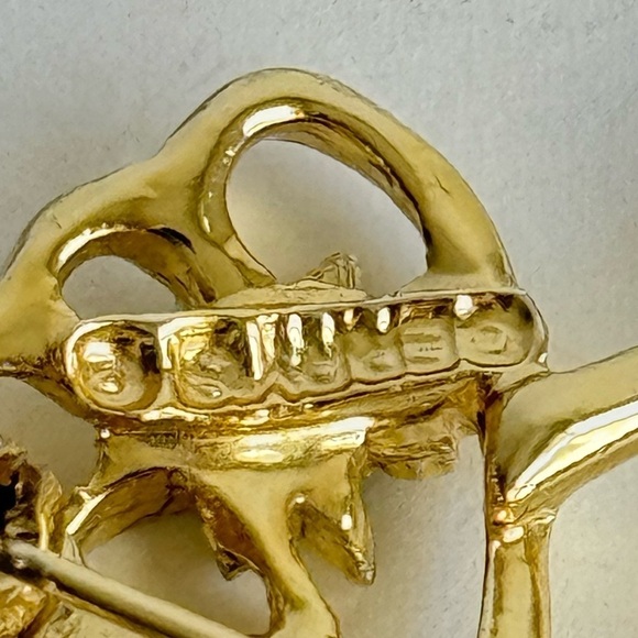 Vintage Ballet Dancer Brooch Ballerina Green Rhinestone Gold Tone Pin Gerrys - Picture 7 of 7